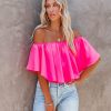 Clothing * | Tcec-001 Slow Kiss Off The Shoulder Top Barbie Pink