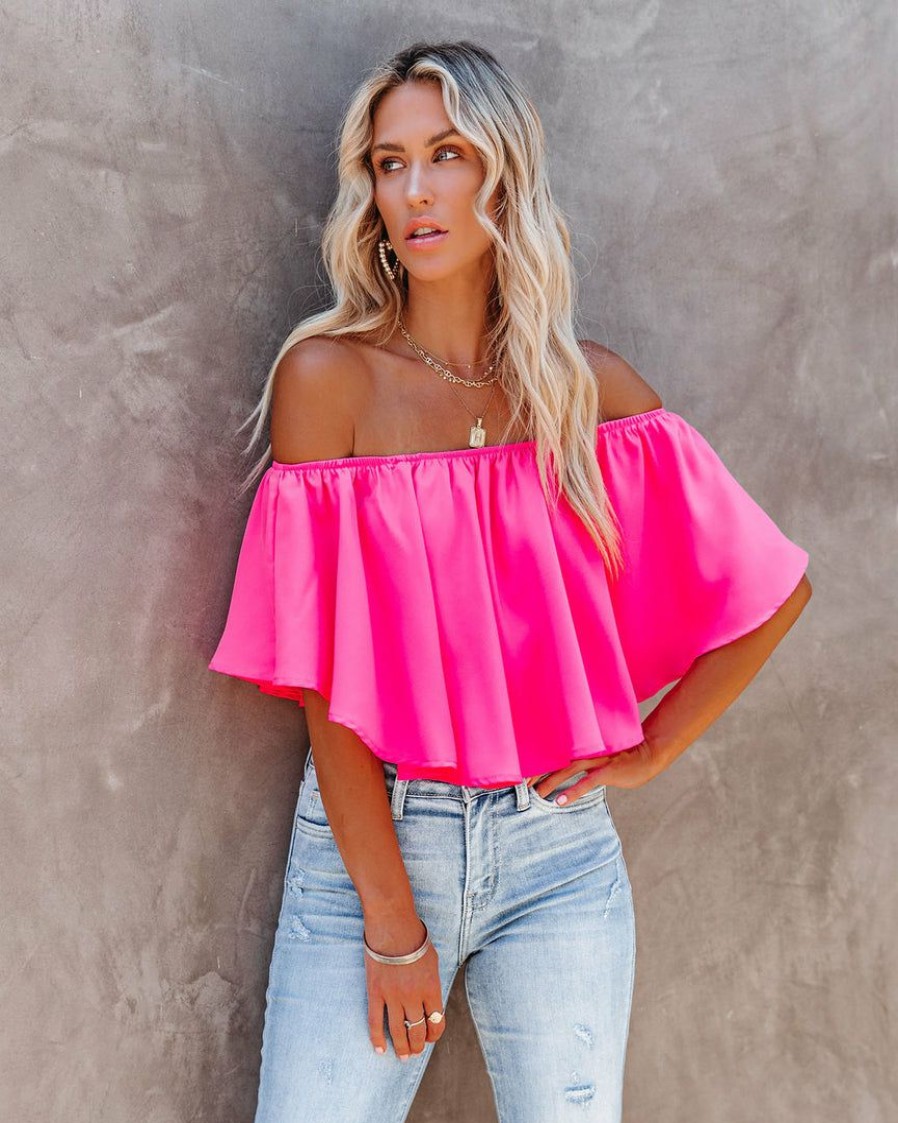 Clothing * | Tcec-001 Slow Kiss Off The Shoulder Top Barbie Pink