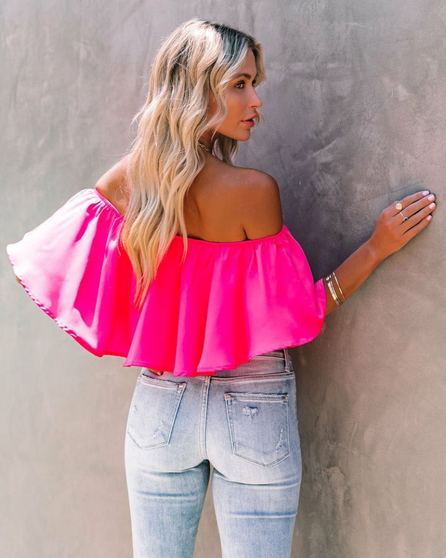 Clothing * | Tcec-001 Slow Kiss Off The Shoulder Top Barbie Pink