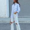 Clothing * | Enc-001 Tops Menswear Cotton Blend Button Down Shirt Light Blue Final Sale