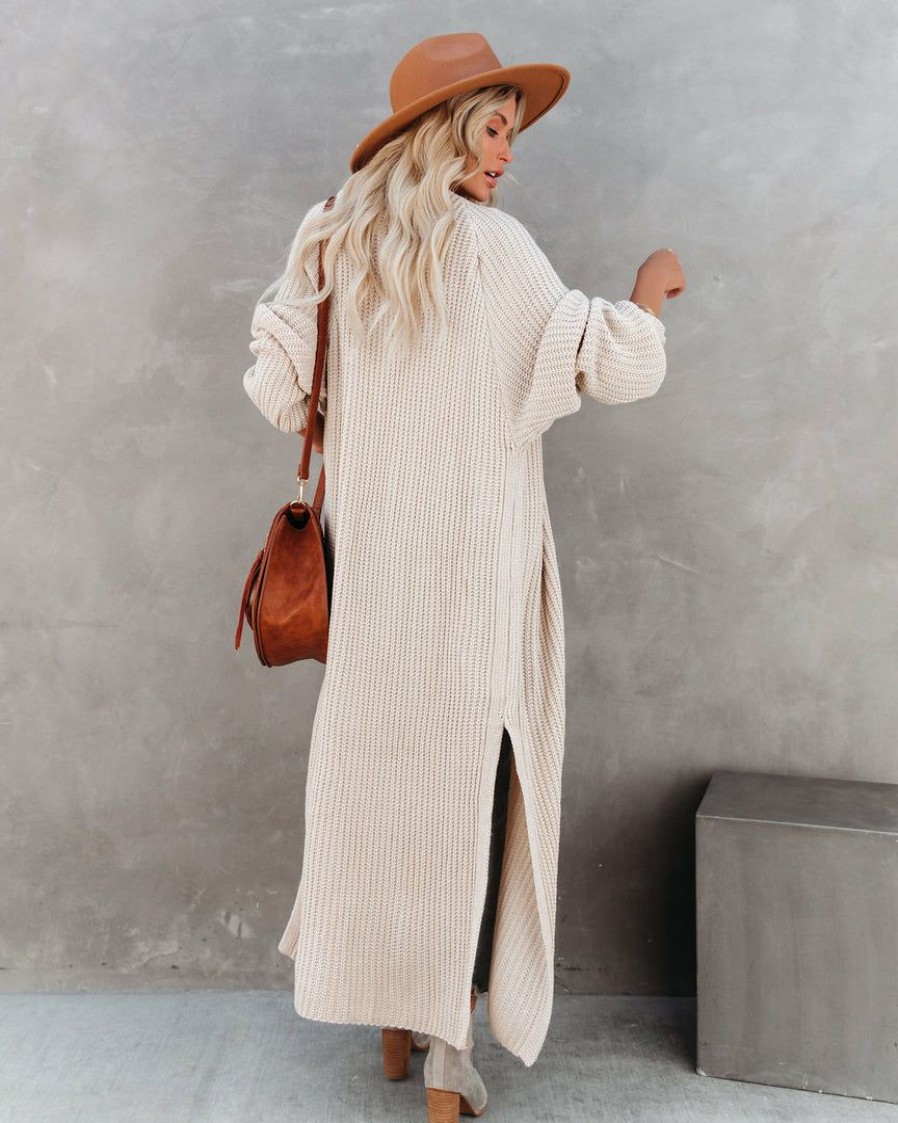 Clothing * | Pol-001 Your Own World Knit Duster Cardigan Beige