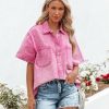 Clothing * | Entr-001 Ringo Cotton Pocketed Button Down Top Pink Final Sale Tops