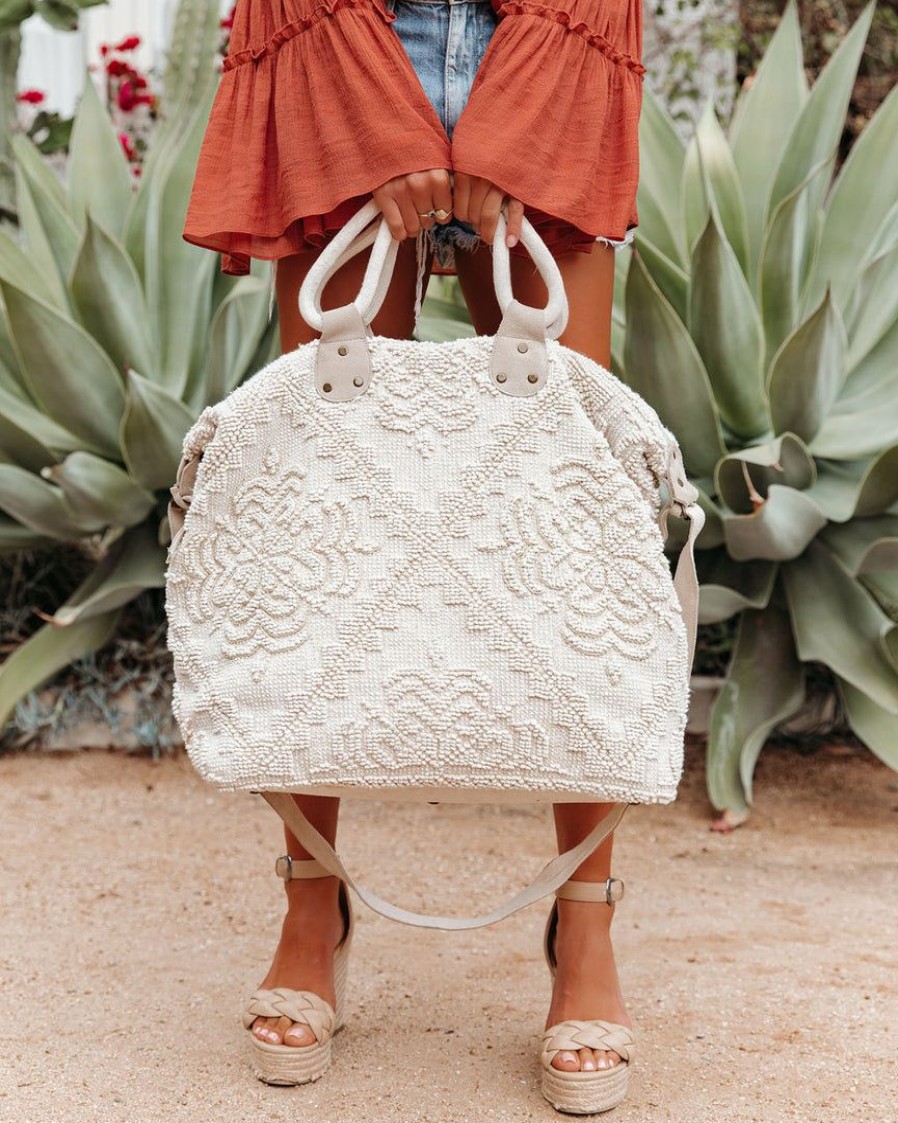 Bags * | Love-003 Sunny Daze Sequoia Embellished Weekender Bag Natural