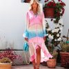 Clothing * | Endl-001 Bump Friendly Layloni Ombre High Low Ruffle Midi Dress Multi Final Sale