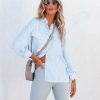 Clothing * | Entr-001 Embrace The Sun Striped Button Down Top Blue Final Sale Tops