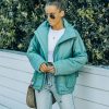 Clothing * | Pol-001 Cassian Pocketed Quilted Puffer Jacket Seafoam Flash Sale Coats & Jackets