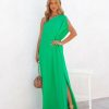 Clothing * | Tych-001 Special Event Strike A Pose One Shoulder Statement Maxi Dress Emerald Final Sale