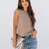 Clothing * | Zutt-001 Sunny Daze Damia Cotton Distressed Muscle Tank Latte