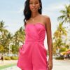 Clothing * | Do+B-001 Marceline Pocketed Strapless Romper Hot Pink