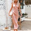 Clothing * | Lovestitch Catwalk Satin Polka Dot Asymm Slip Midi Dress Blush Dresses