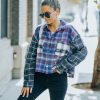 Clothing * | Vint-001 Tops Giorgio Cotton Blend Crop Plaid Button Down Top Flash Sale