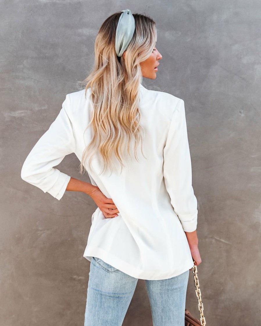 Clothing * | Mod -001 Everyday Essentials Uptown Girl Pocketed Blazer White