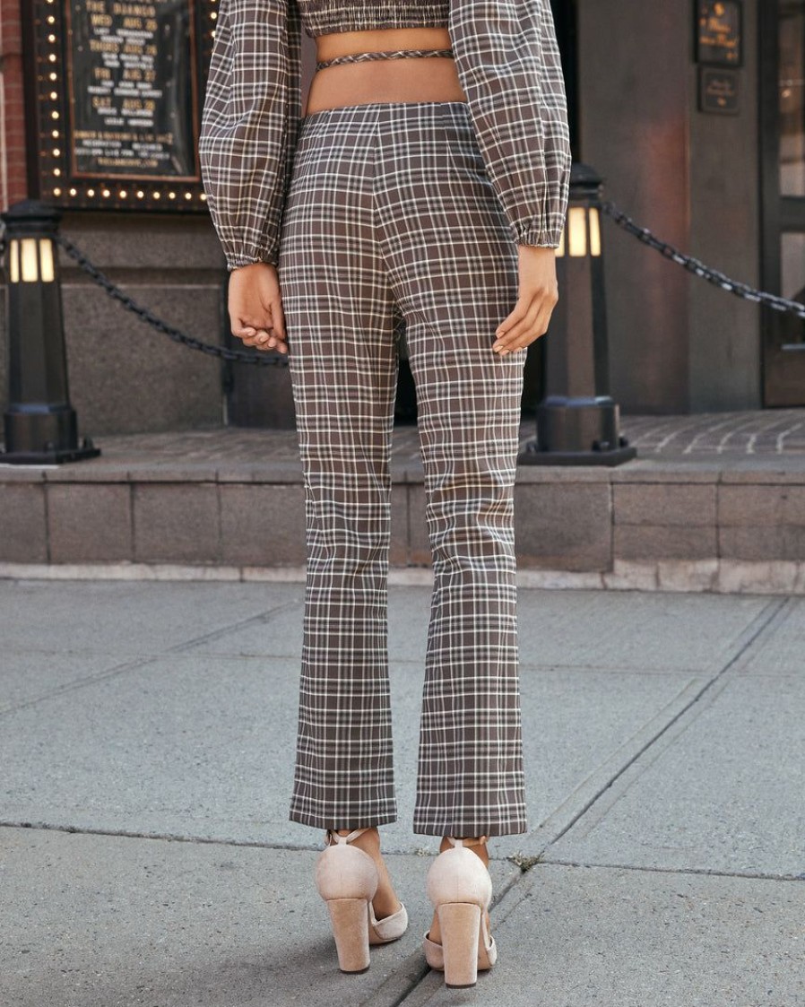 Clothing * | Skyl-002 Chambers Plaid High Rise Trousers Final Sale Chic Matching Sets