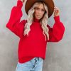 Clothing * | Fate-001 Amsterdam Mock Neck Sweater Cherry Red