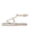 Shoes * | Shu -001 Babe Studded Sqaure Toe Sandal Bone Final Sale