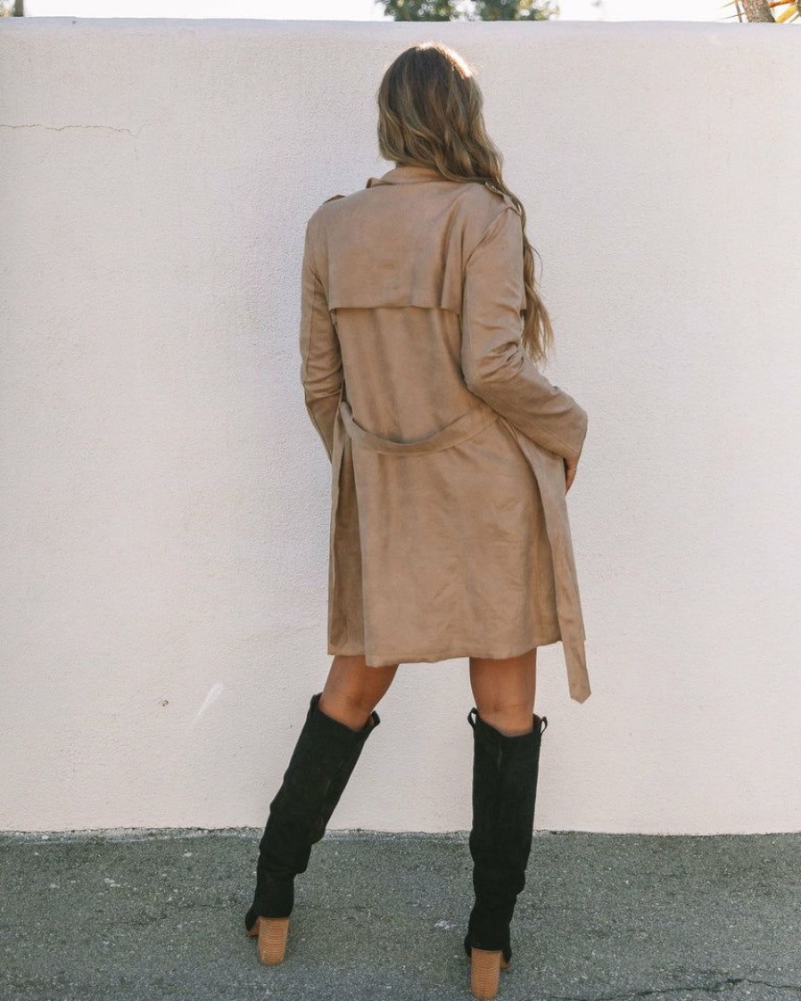 Clothing * | Dee-001 Bruin Pocketed Trench Coat Khaki Flash Sale