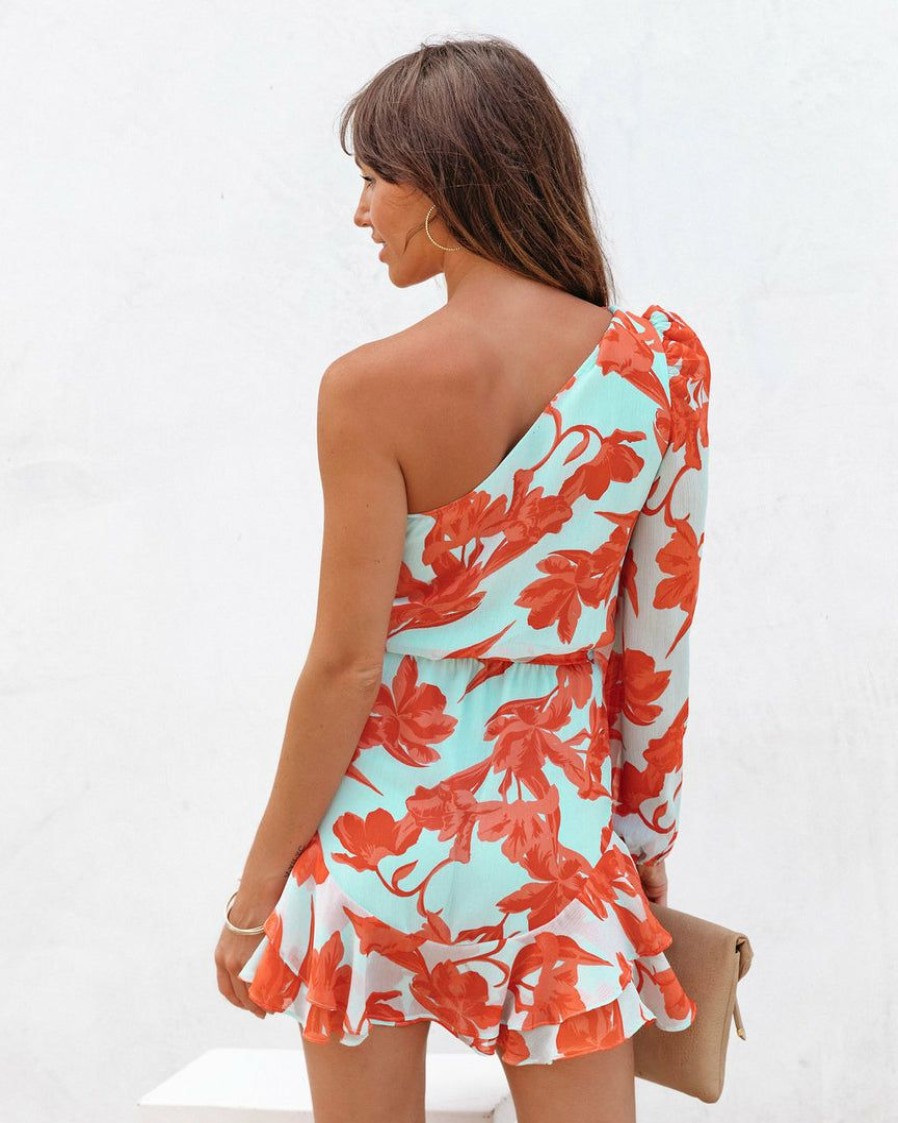 Clothing * | Oliv-001 Oceana Coral One Shoulder Mini Dress