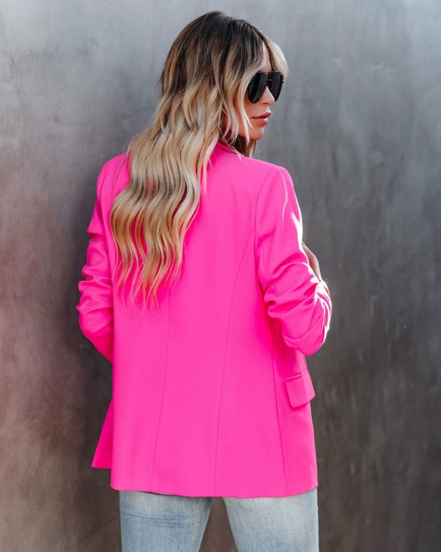 Clothing * | Skie-001 Boss Up Pocketed Blazer Ultra Pink Take Me To Miami