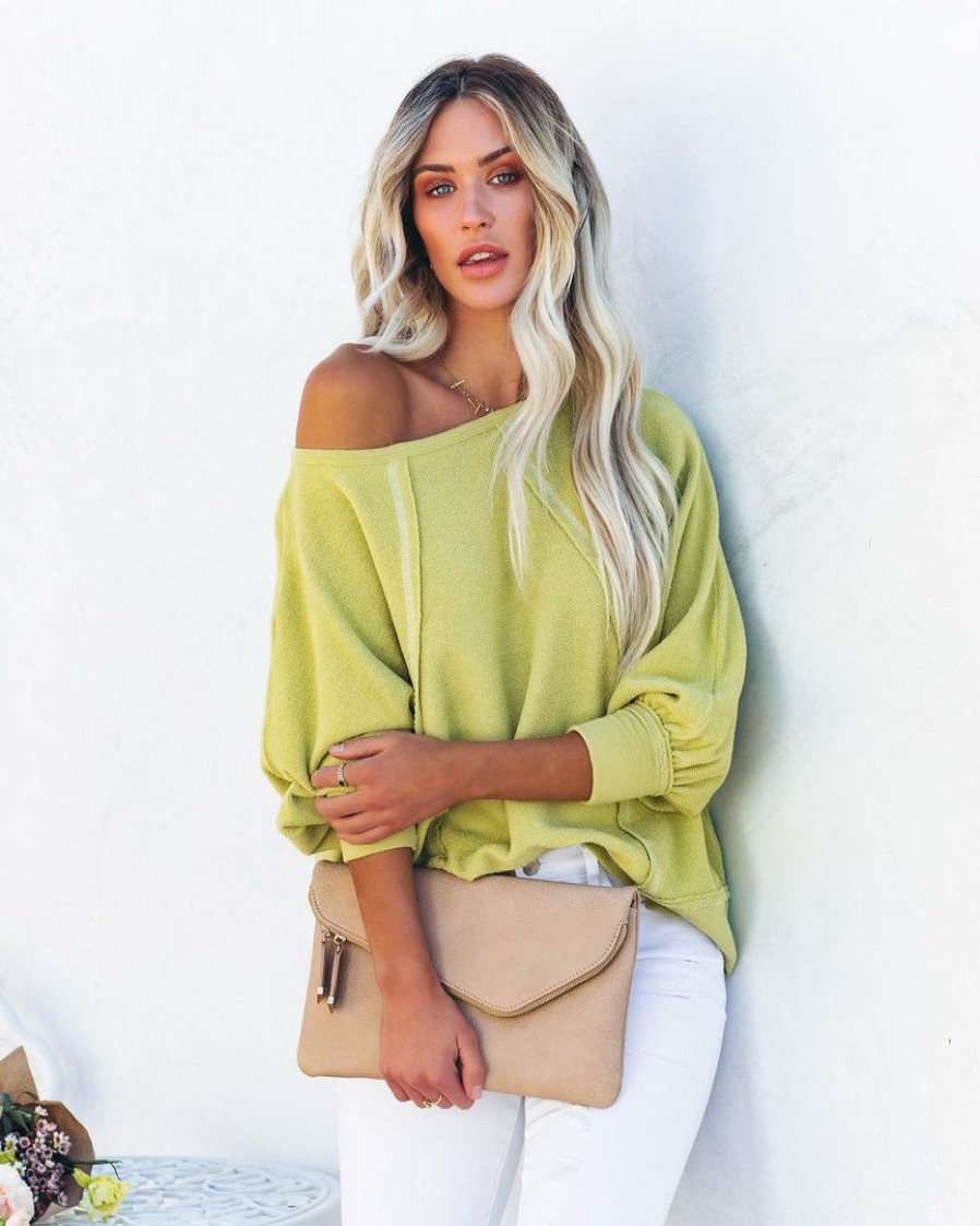 Clothing * | Buck-001 Brison Cotton Blend French Terry Pullover Lime Final Sale