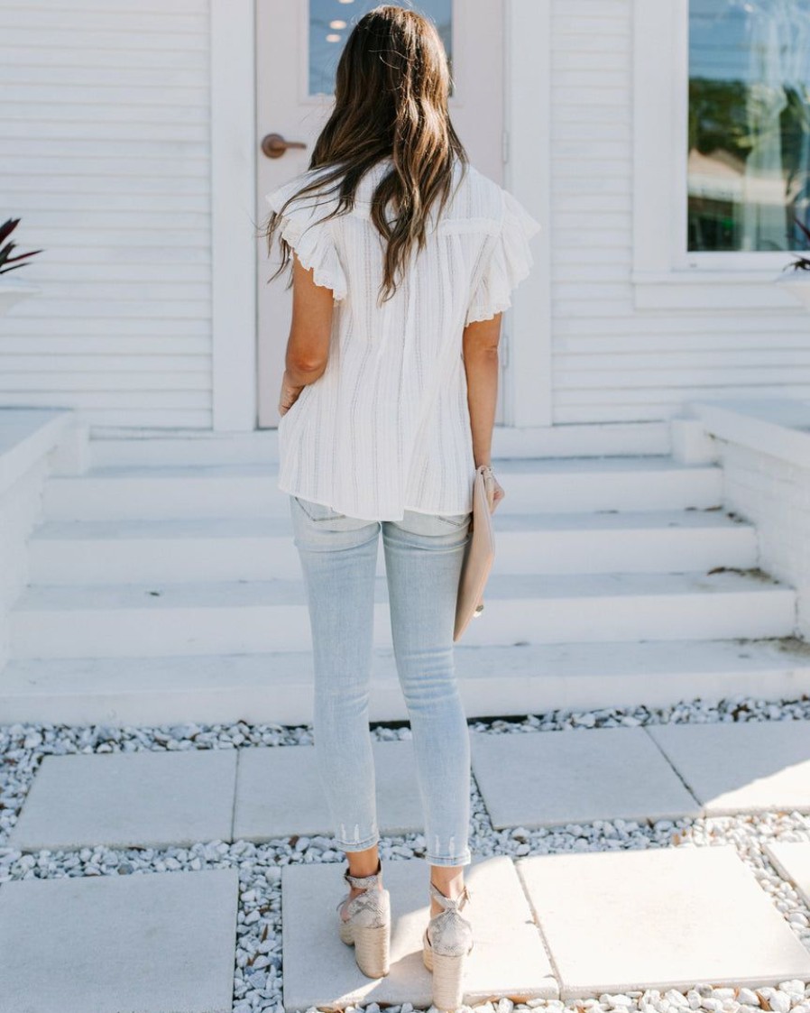 Clothing * | Pol-001 Narcissus Cotton Lace Button Down Top Bride To Be Ivory