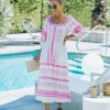 Clothing * | Stru-001 Take Me To Miami Cordelia Linen Blend Embroidered Midi Dress Ivory Final Sale