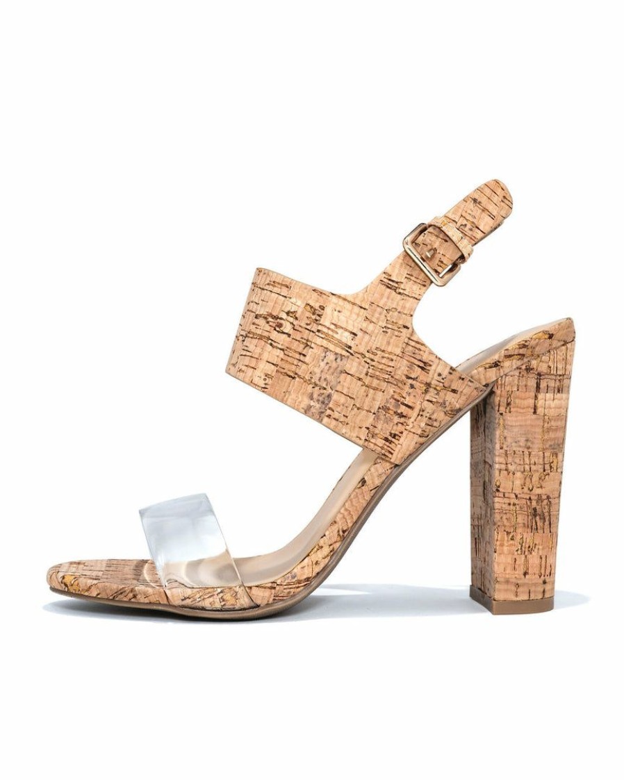 Shoes * | 3Bs-002 Napa Clear Strap Heeled Cork Sandal Guest Of Wedding