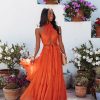 Clothing * | Mabl-001 Heidi Convertible Cotton Midi Dress Orange Final Sale The Vacation Shop