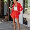 Clothing * | Skie-001 She Means Business Pocketed Blazer Coral Red Take Me To Miami