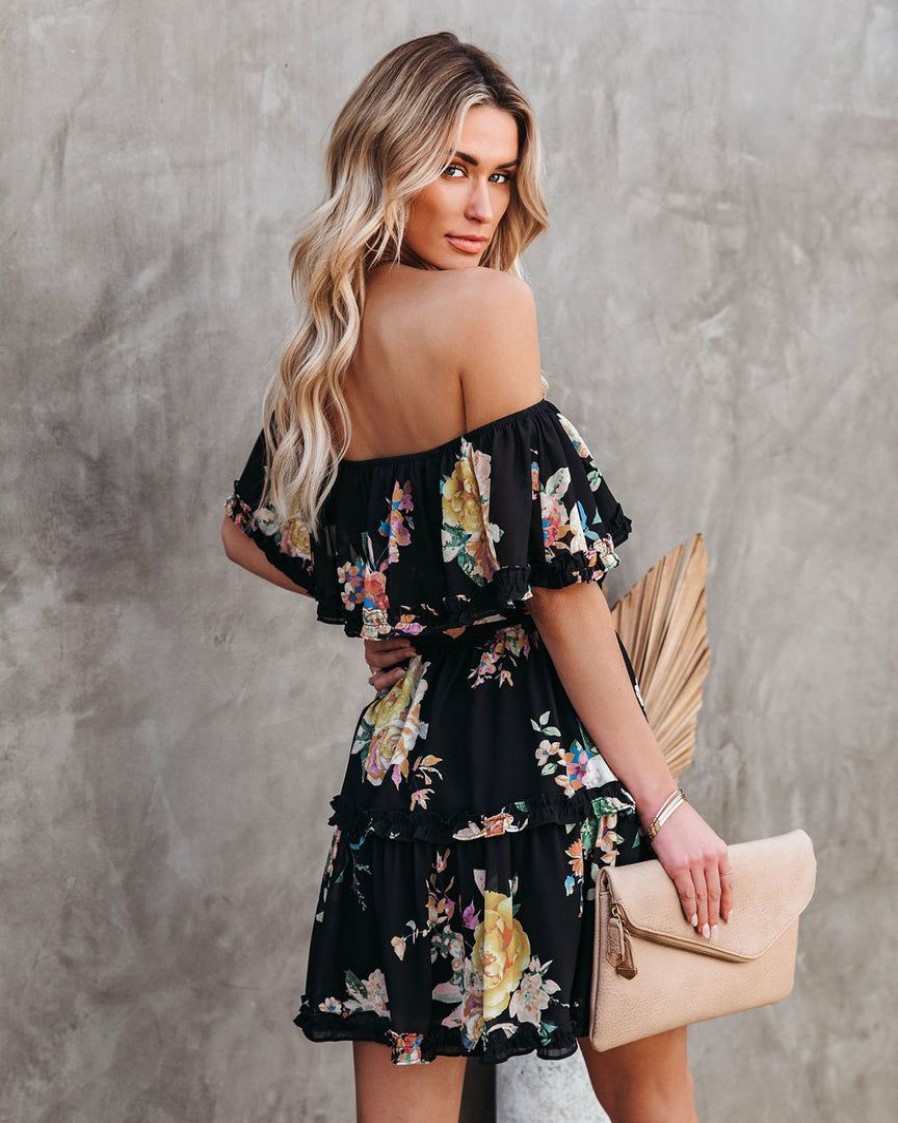 Clothing * | Flyi-001 Peabody Floral Off The Shoulder Ruffle Dress