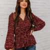 Clothing * | Skie-001 Us Forever Paisley Tie Front Peplum Blouse Final Sale Tops