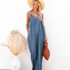 Clothing * | Love-003 Giselle Tencel Pocketed Olivian Maxi Dress Dark Blue Final Sale