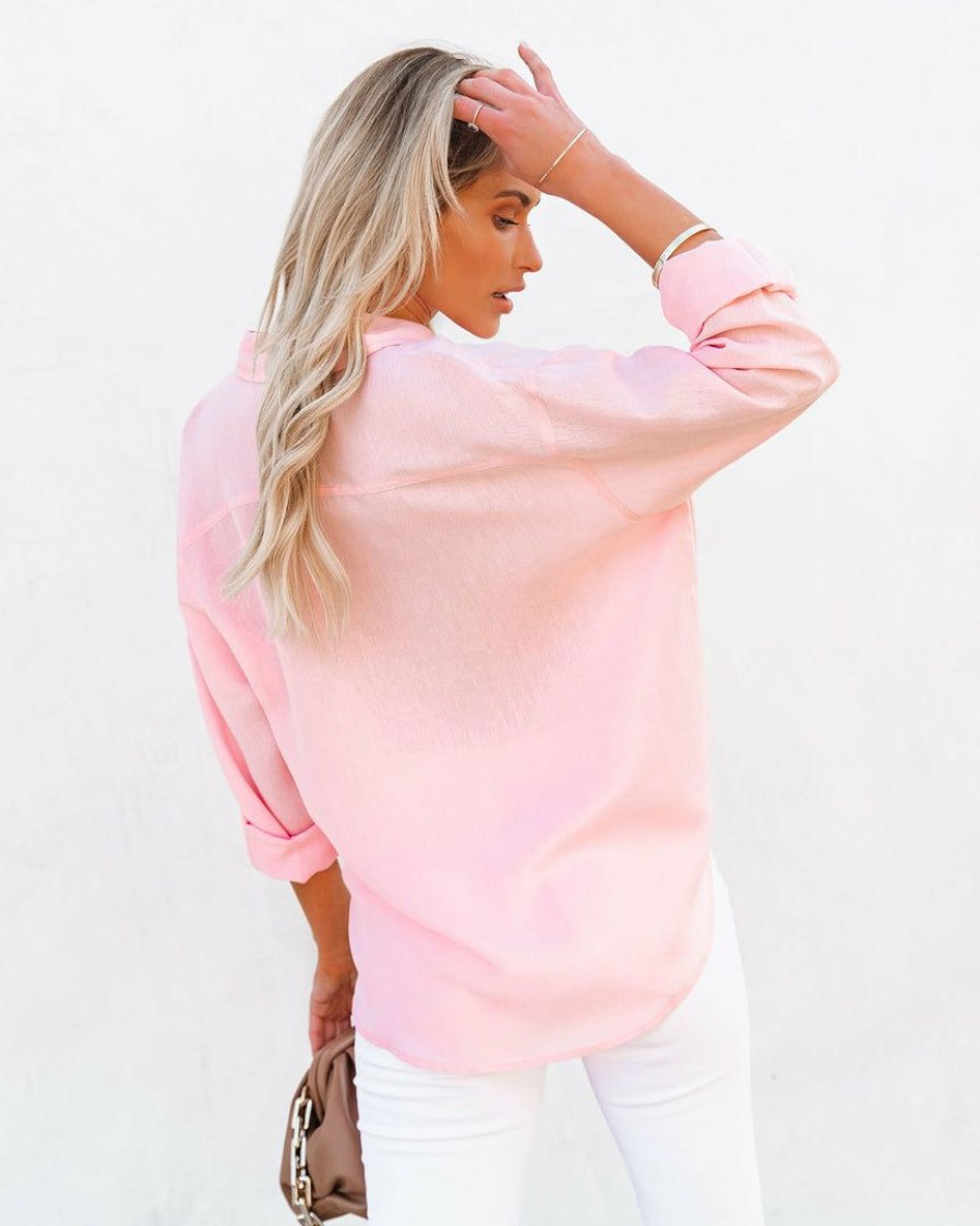 Clothing * | Dee-001 Tops Royce Cotton Button Down Top Baby Pink