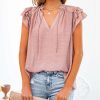 Clothing * | Grad-001 All A Dream Woven Flutter Top Dry Rose Tops