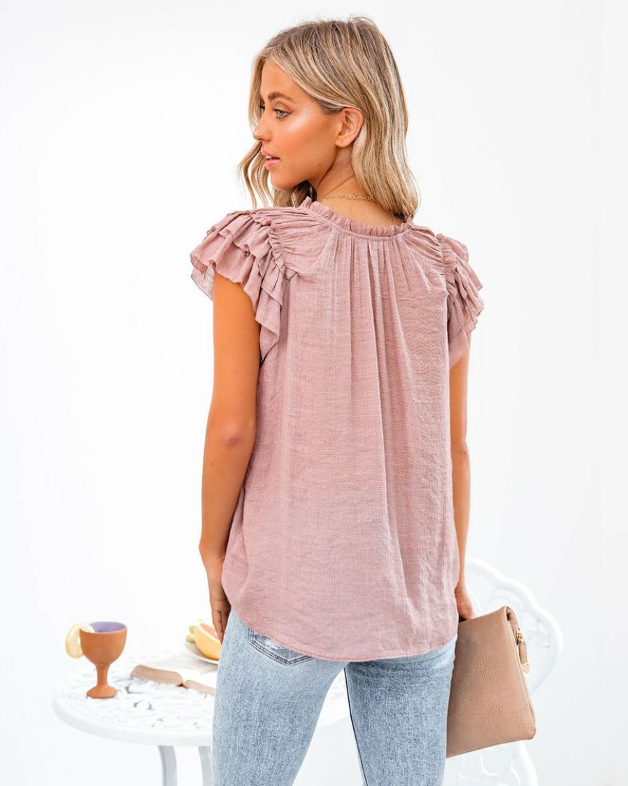 Clothing * | Grad-001 All A Dream Woven Flutter Top Dry Rose Tops