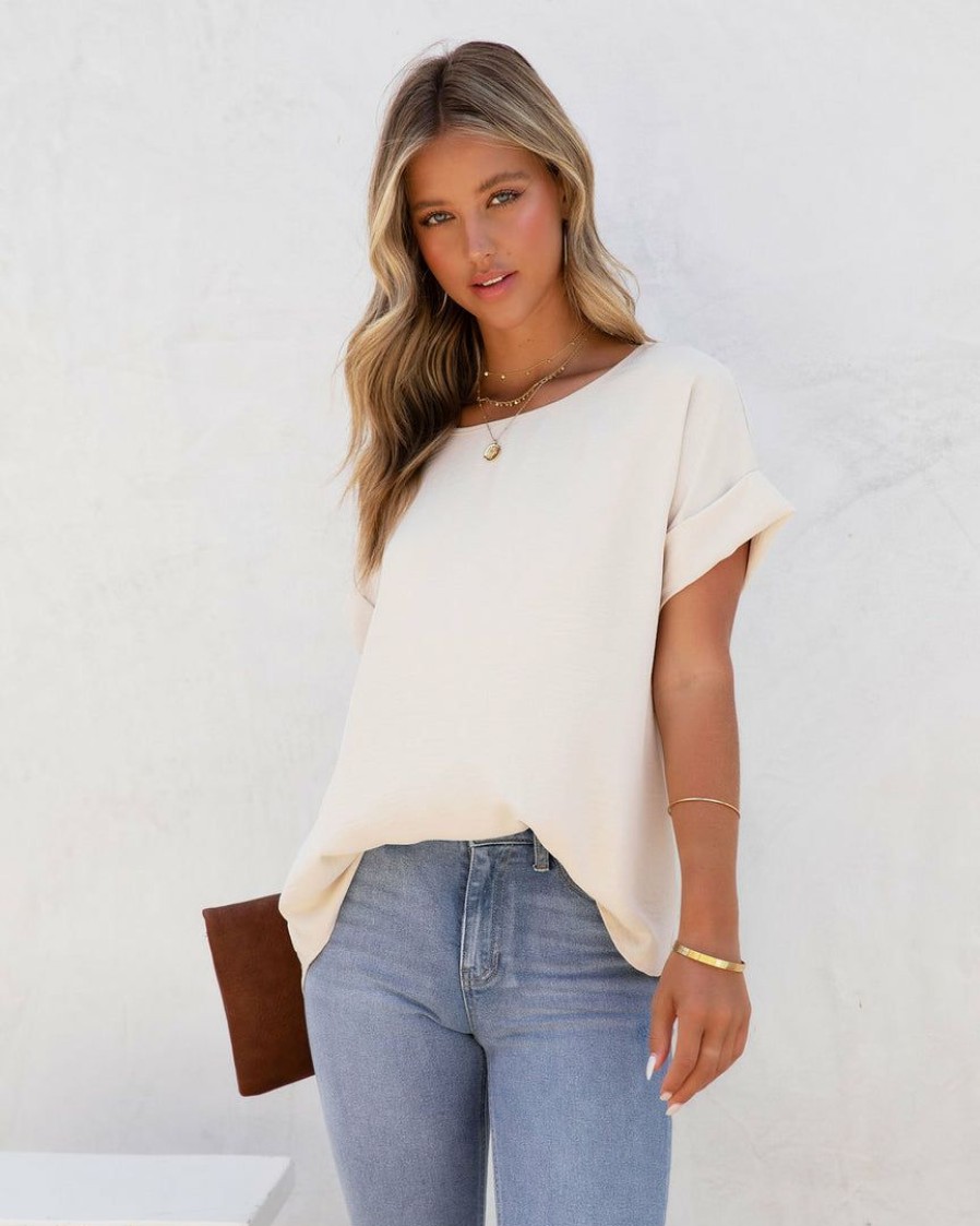 Clothing * | Entr-001 Kaycie Short Sleeve Blouse Cream Made In The Usa