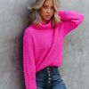 Clothing * | Skie-001 Kaio Turtleneck Knit Sweater Fuchsia