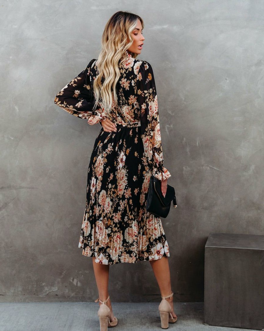 Clothing * | Salt-001 Early Sunset Floral Plisse Midi Dress