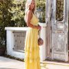 Clothing * | Enc-001 Dashiell Metallic Detailed Maxi Dress Lemon Final Sale