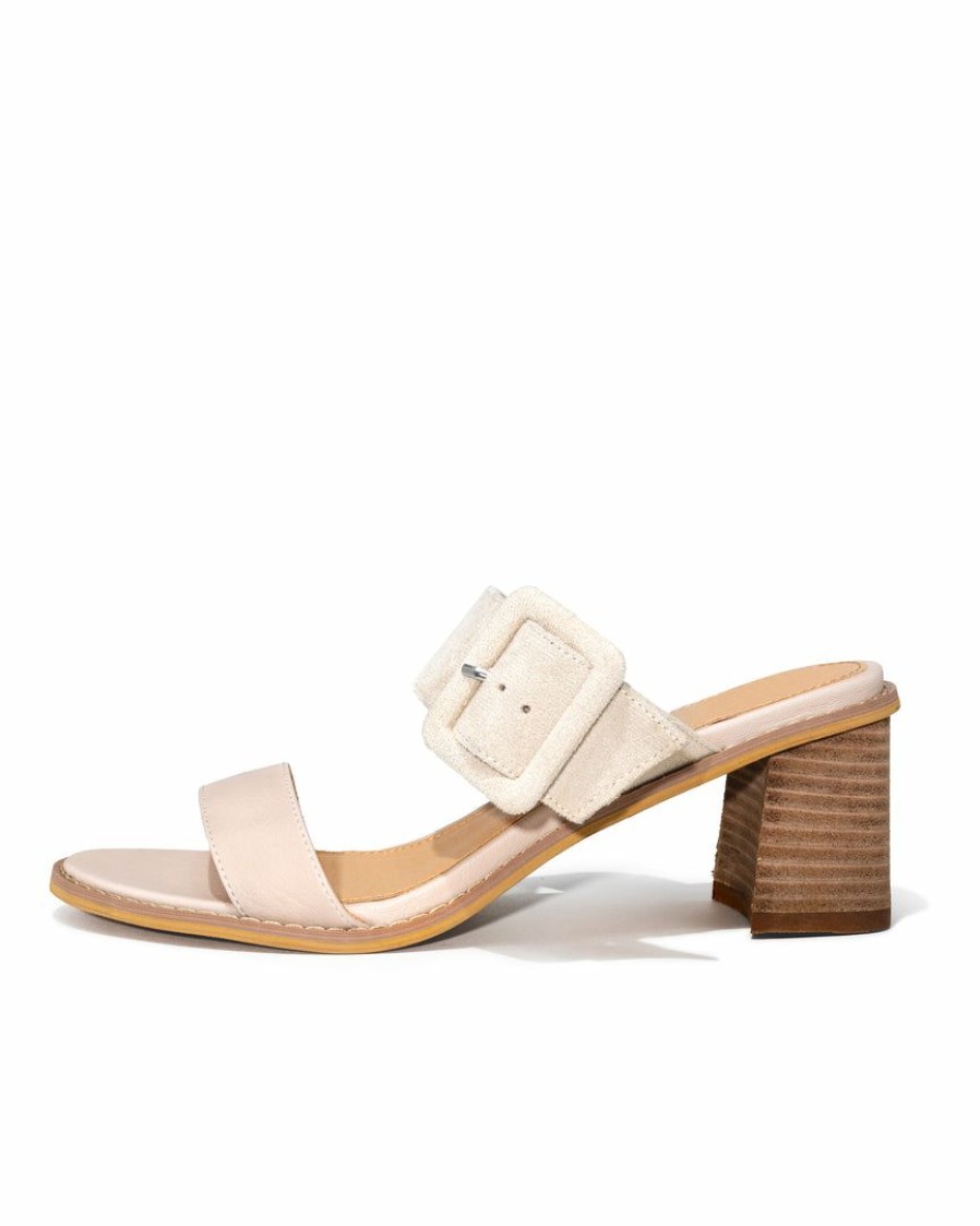 Shoes * | Free-002 Kelly Heeled Buckle Sandal Beige Final Sale The Vacation Shop