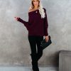 Clothing * | Oliv-001 All That Ribbed Cashmere Blend Sweater Wine