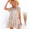 Clothing * | Fate-001 Crystal Clear Floral Metallic Babydoll Tunic Dresses