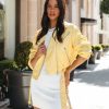 Clothing * | Baga-001 Take Me To Miami Lucia Pocketed Faux Leather Crop Moto Jacket Lemon Final Sale