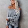 Clothing * | Oliv-001 All That Ribbed Cashmere Blend Sweater Heather Grey Final Sale Sweaters