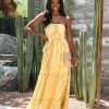 Clothing * | Aeom-001 San Felipe Halter Maxi Dress Yellow Take Me To Miami