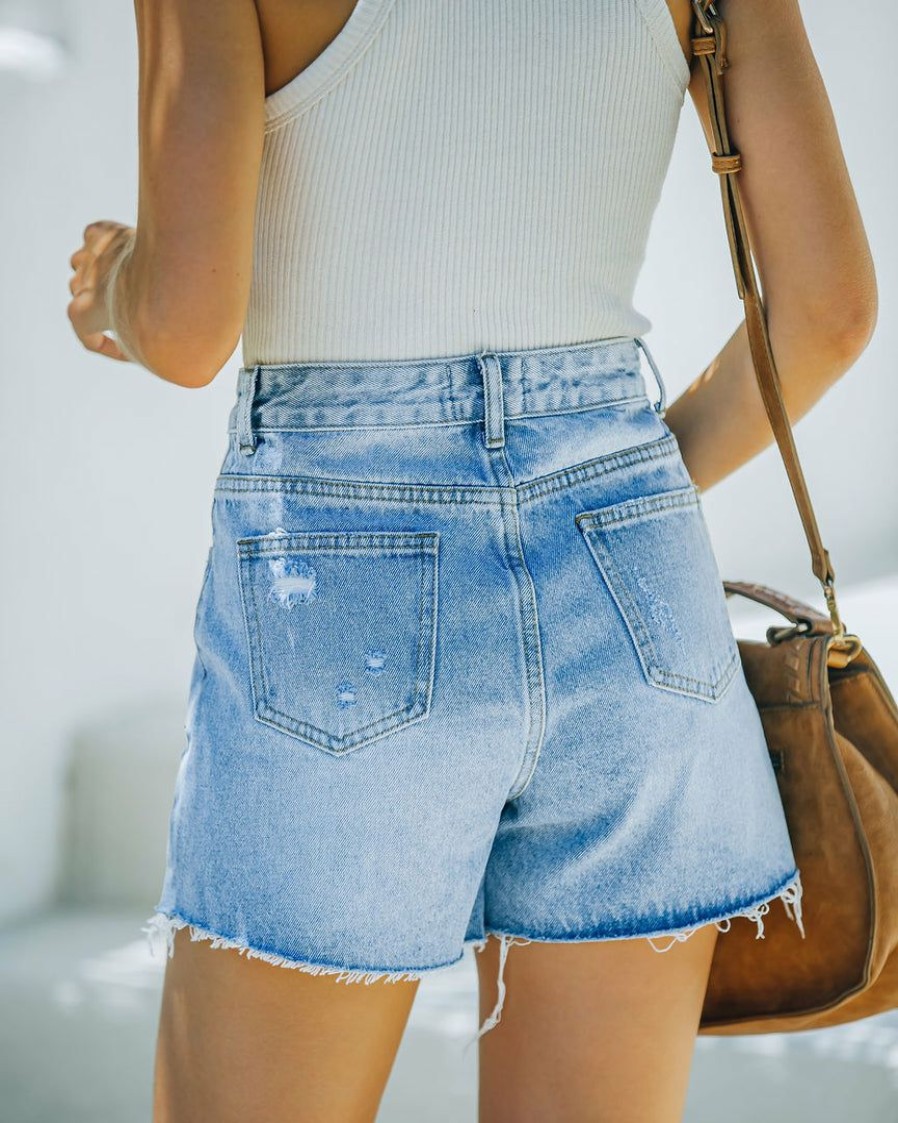 Clothing * | On T-001 Sunny Daze Hanan High Rise Distressed Denim Shorts Flash Sale