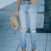 Clothing * | Kanc-001 Marni High Rise Distressed Straight Leg Denim Flash Sale The Denim Shop