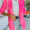 Clothing * | Endl-001 Standards Pocketed Blazer Neon Pink Flash Sale Coats & Jackets