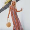 Clothing * | Enc-001 For Sunny Days Printed Shimmer Maxi Dress Pink Multi Final Sale