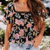 Clothing * | Blu-001 Gables Floral Crochet Peplum Top Final Sale Sweet Summertime