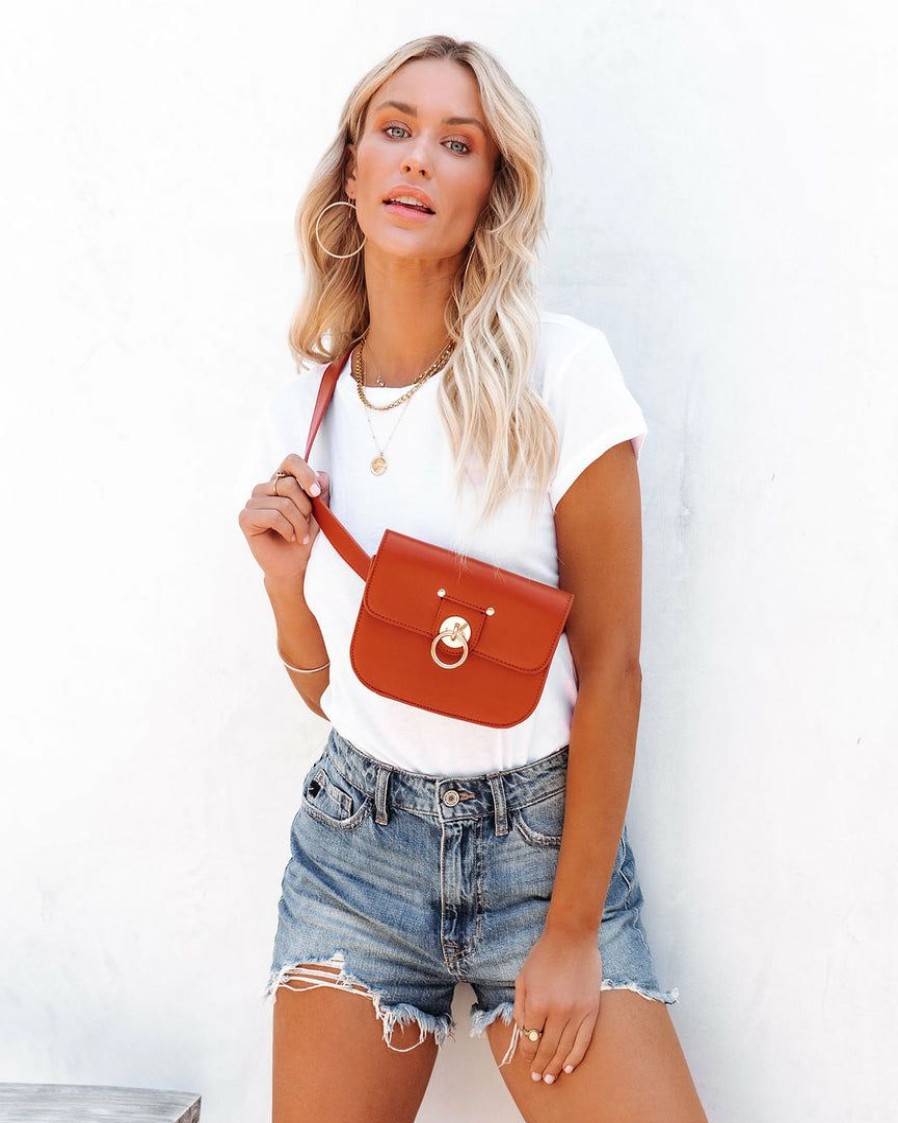 Bags * | Urba-001 Graycen Faux Leather Belt Bag Rust Final Sale Vici Exclusives